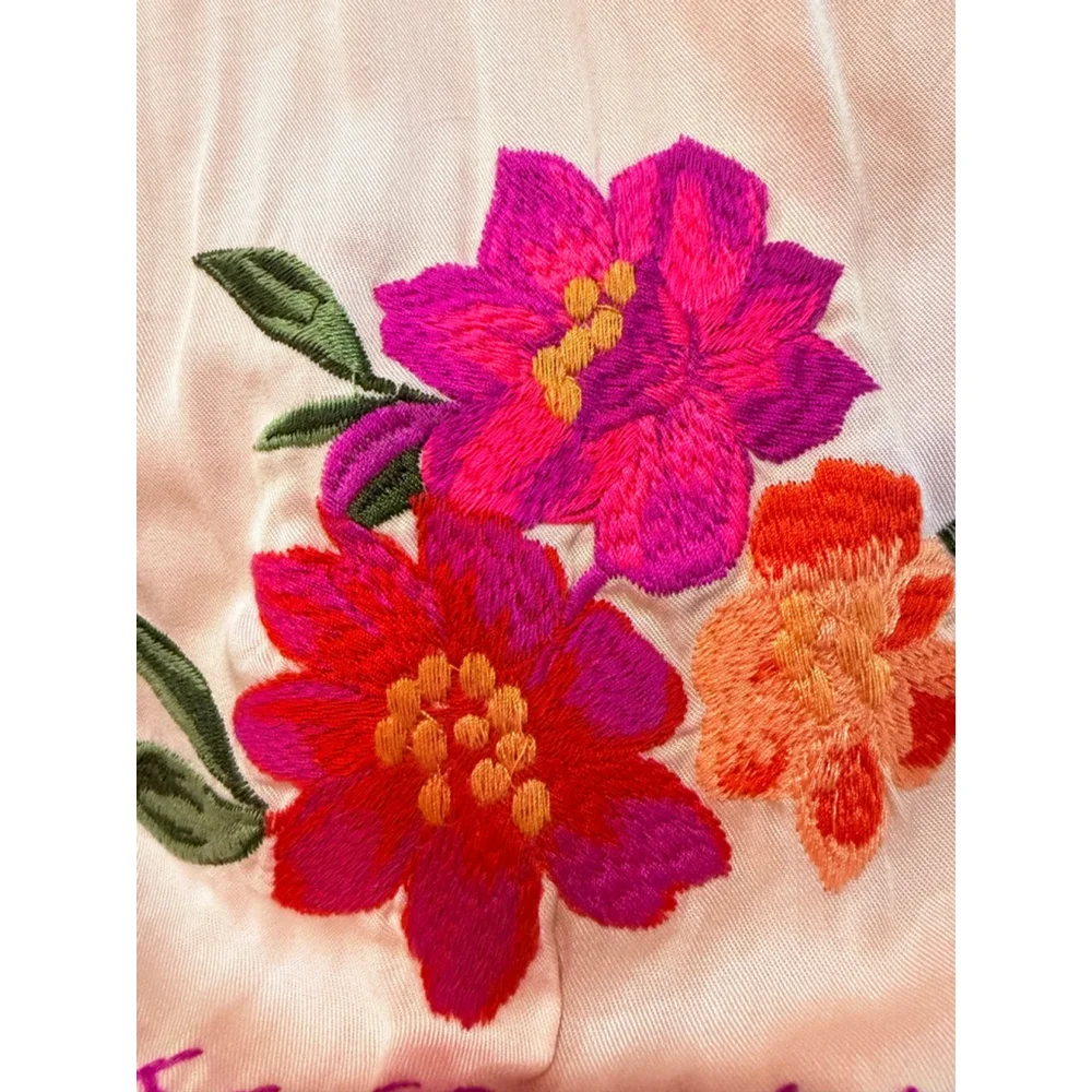 Easel Floral Embroidered Long Sleeve Top in Blush Size S - Picture 6 of 7